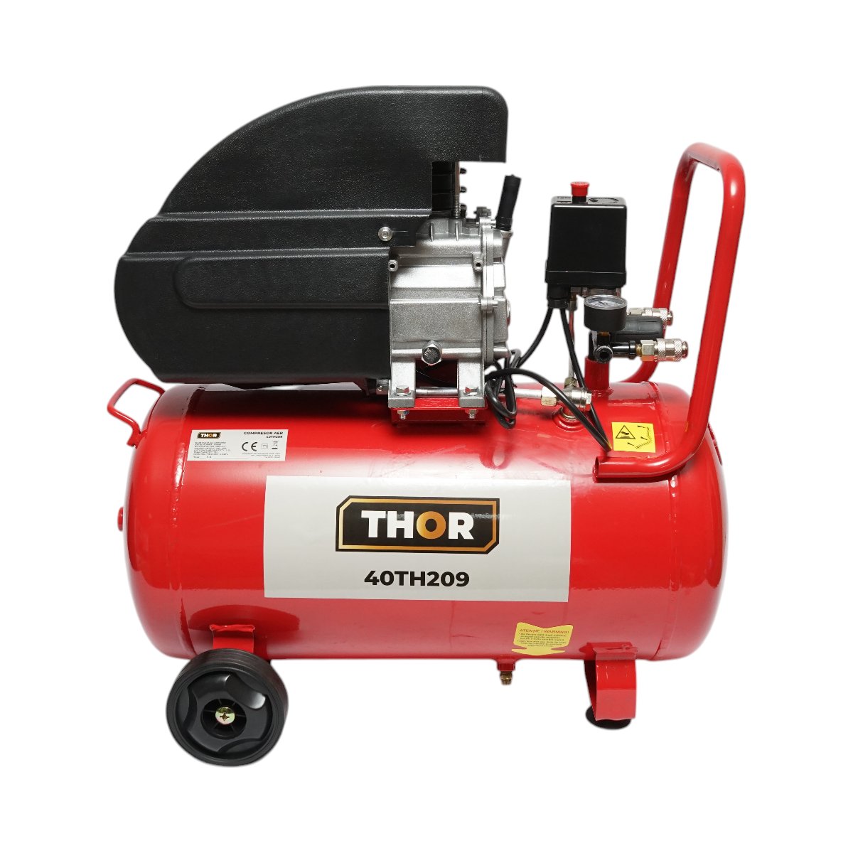 Compresor aer volum 50L, putere motor 1.5KW/2CP, presiune maxima 8 bar, volum aer aspirat 195L THOR